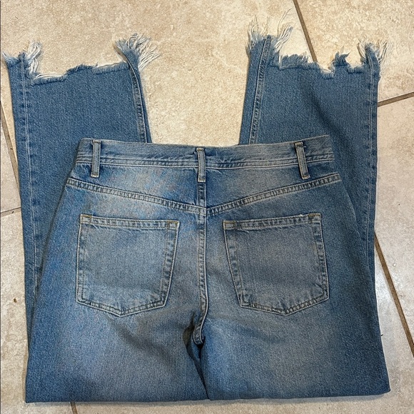 Free People Maggie Straight Ankle Crop Destroyed Jeans 27 Chewed Hem - Picture 7 of 7